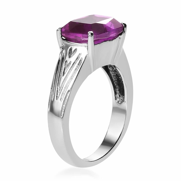 Radiant Orchid Quartz  3.35 ctw Solitaire Ring in Stainless Steel - Picture 2 of 5
